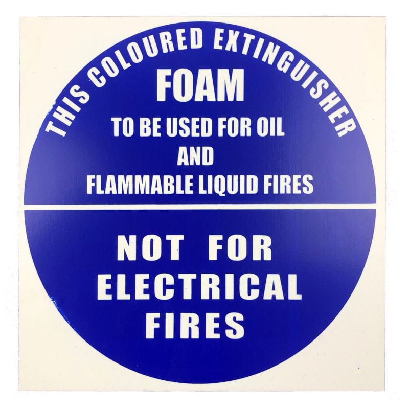 foam fire extinguisher id sign