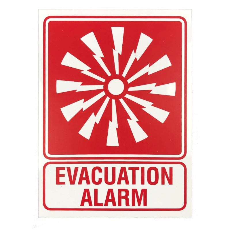 evacuation alarm location sign