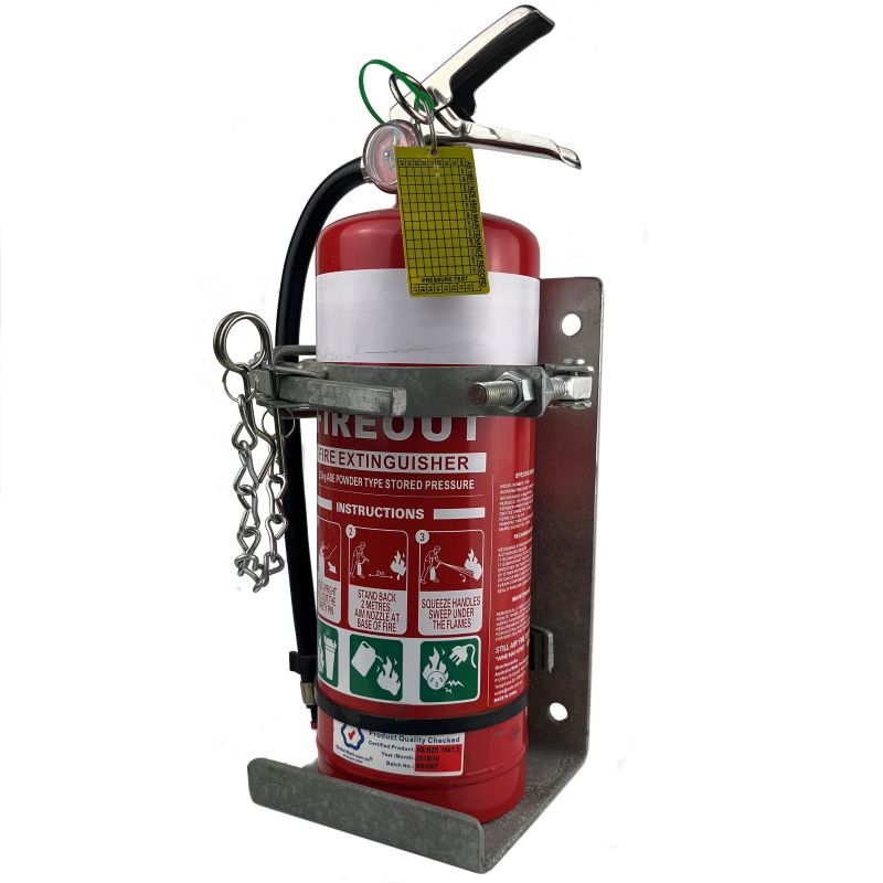 galvanised fire extinguisher vehicle bracket